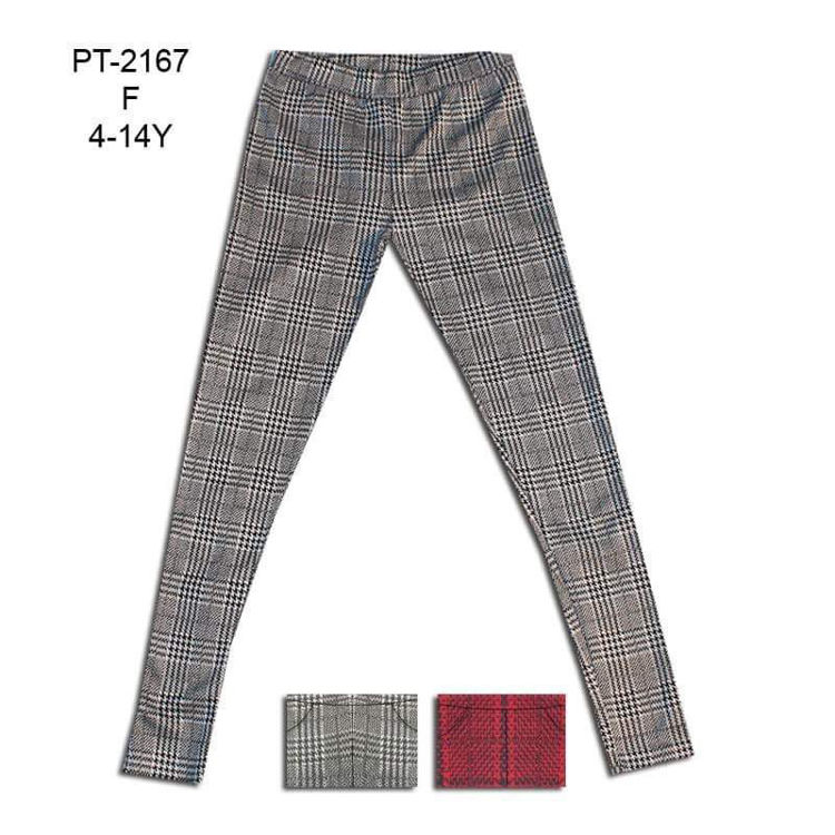 Picture of PT2167- GIRLS WINTER WARM CHECKED RED TROUSERS
